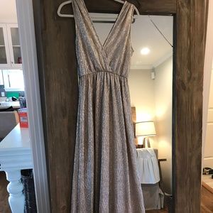 Lulu's Gold Shimmer Maxi Dress